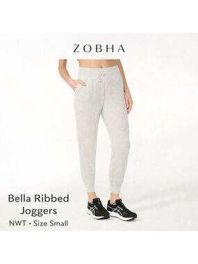 NWT Zobha Bella Jogger Heather Grey Ribbed Soft Lounge Pants Size Small
